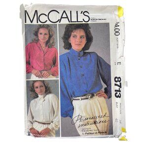 80s McCalls 8713 Sewing Pattern Size 18 Misses Blouses Vintage Dressmaking CUT